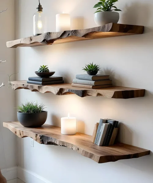 Live Edge Walnut Corner Floating Shelves for Books ? Functional and Decorative Wall Storage