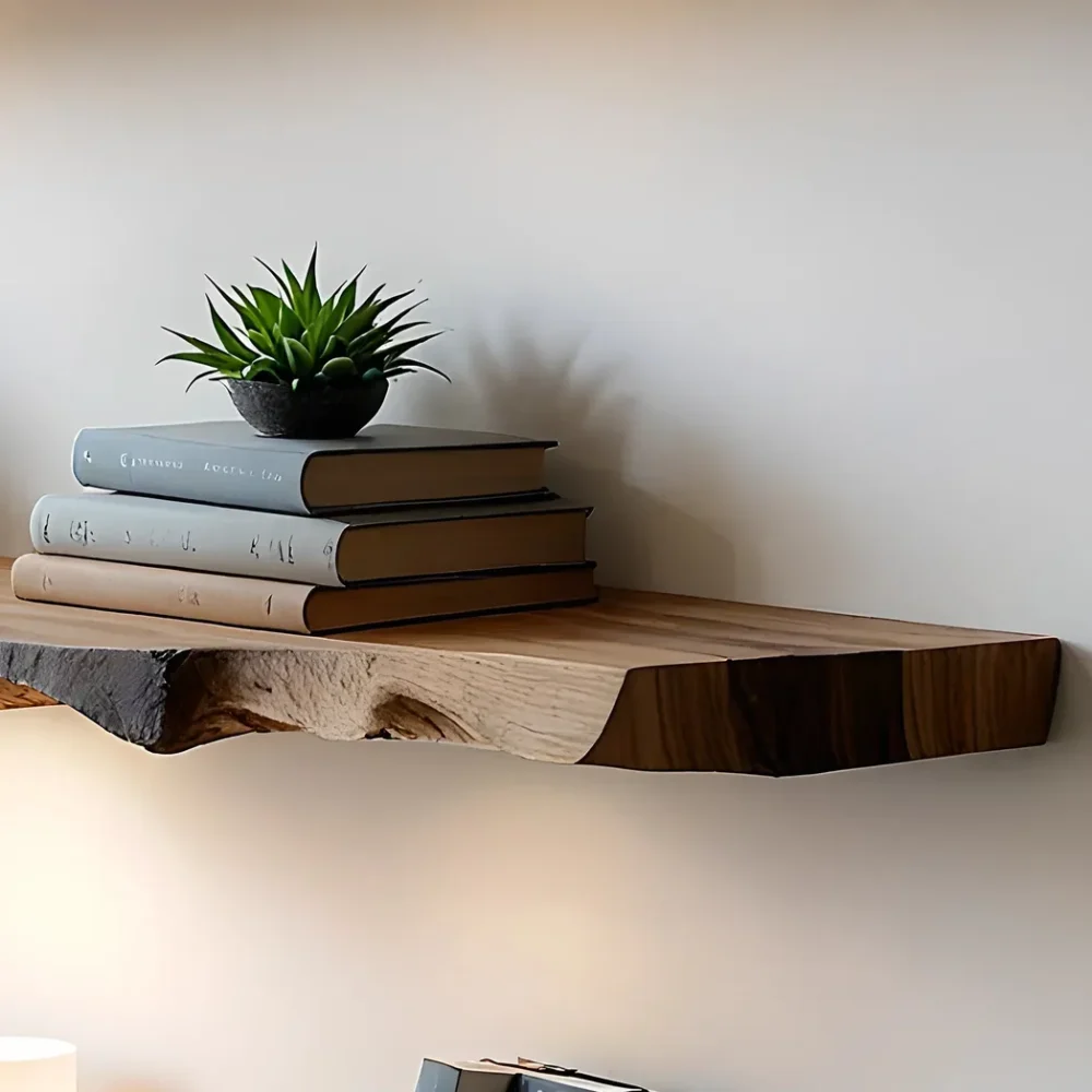 Live Edge Walnut Corner Floating Shelves for Books ? Functional and Decorative Wall Storage - Image 2