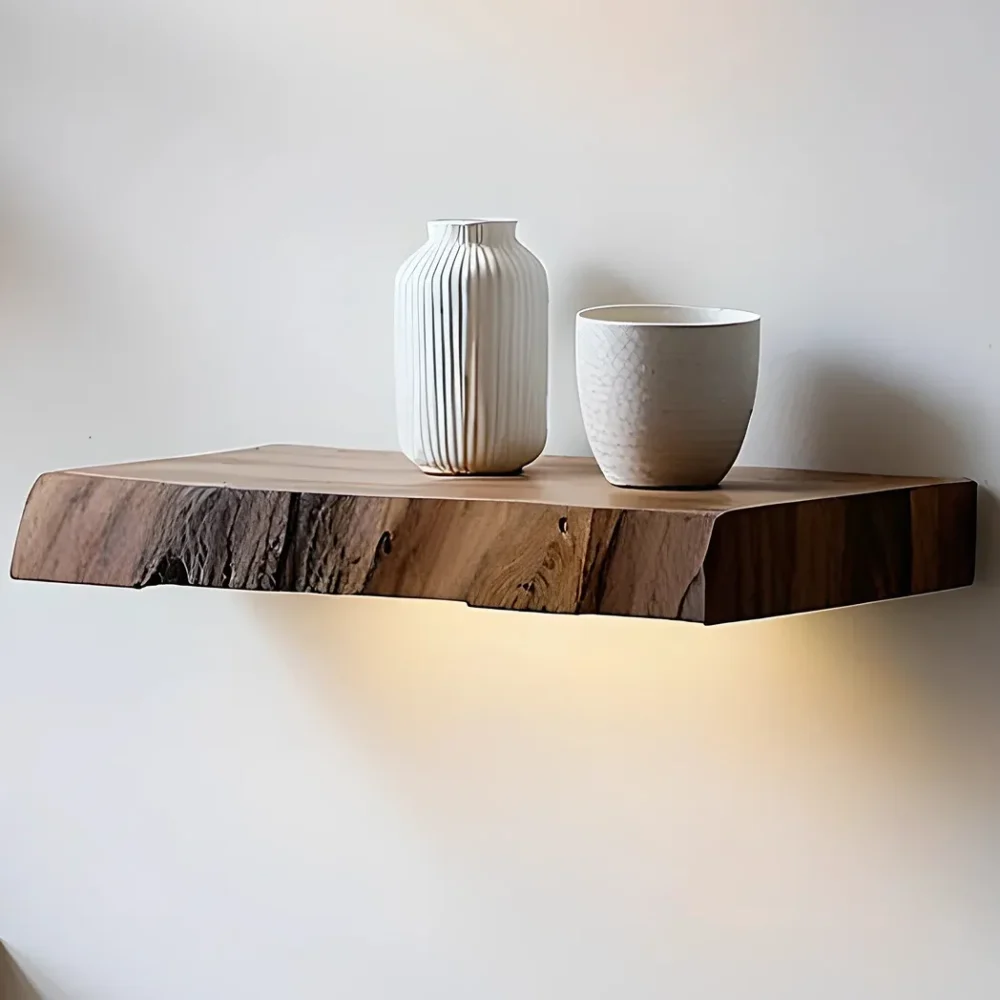 Live edge walnut corner floating shelves, Bookshelf decorations corner rustic wooden shelf wall floating shelf - Image 2