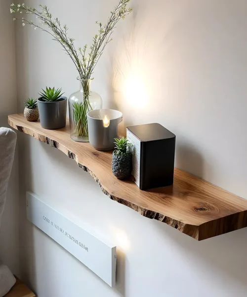 Natural wood corner shelf, rustic wooden corner decorative bookshelf, floating wall shelf, home decoration, christmas gift