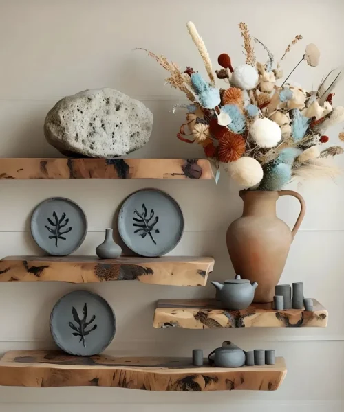 Premium Live Edge Floating Shelves - Wall-Mounted Wood Decor
