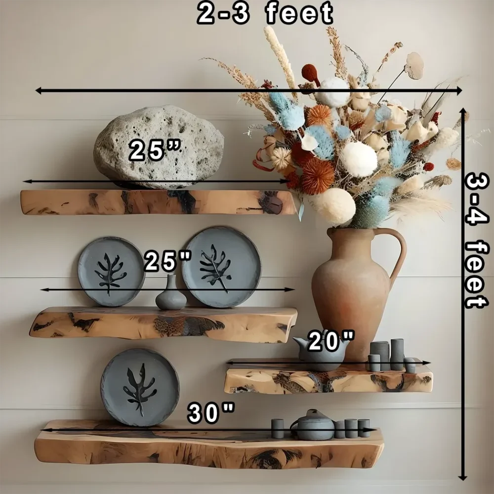 Premium Live Edge Floating Shelves - Wall-Mounted Wood Decor - Image 2