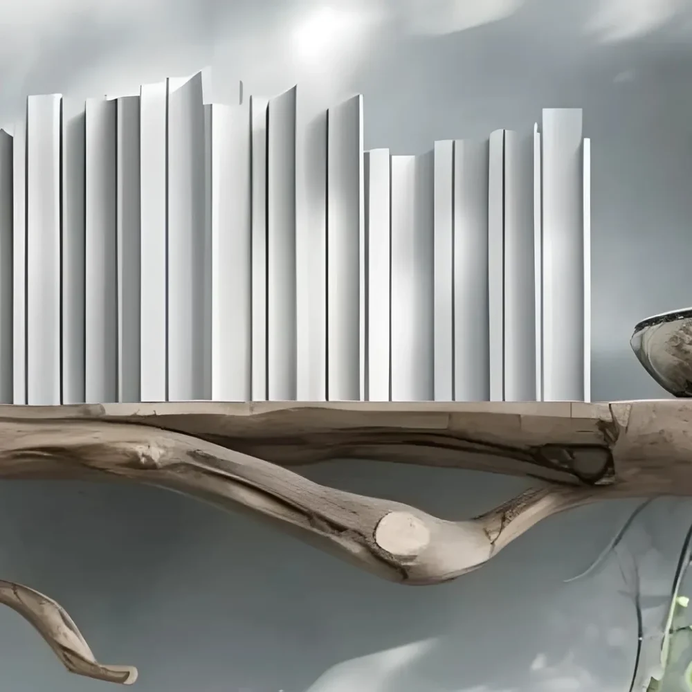 Raw wooden bookshelf decorates the living room - Image 5
