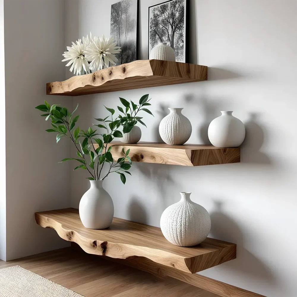 Rustic floating shelves living edge floating shelves wall floating shelves long floating shelves table shelves home decoration shelves