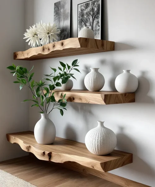 Rustic floating shelves living edge floating shelves wall floating shelves long floating shelves table shelves home decoration shelves