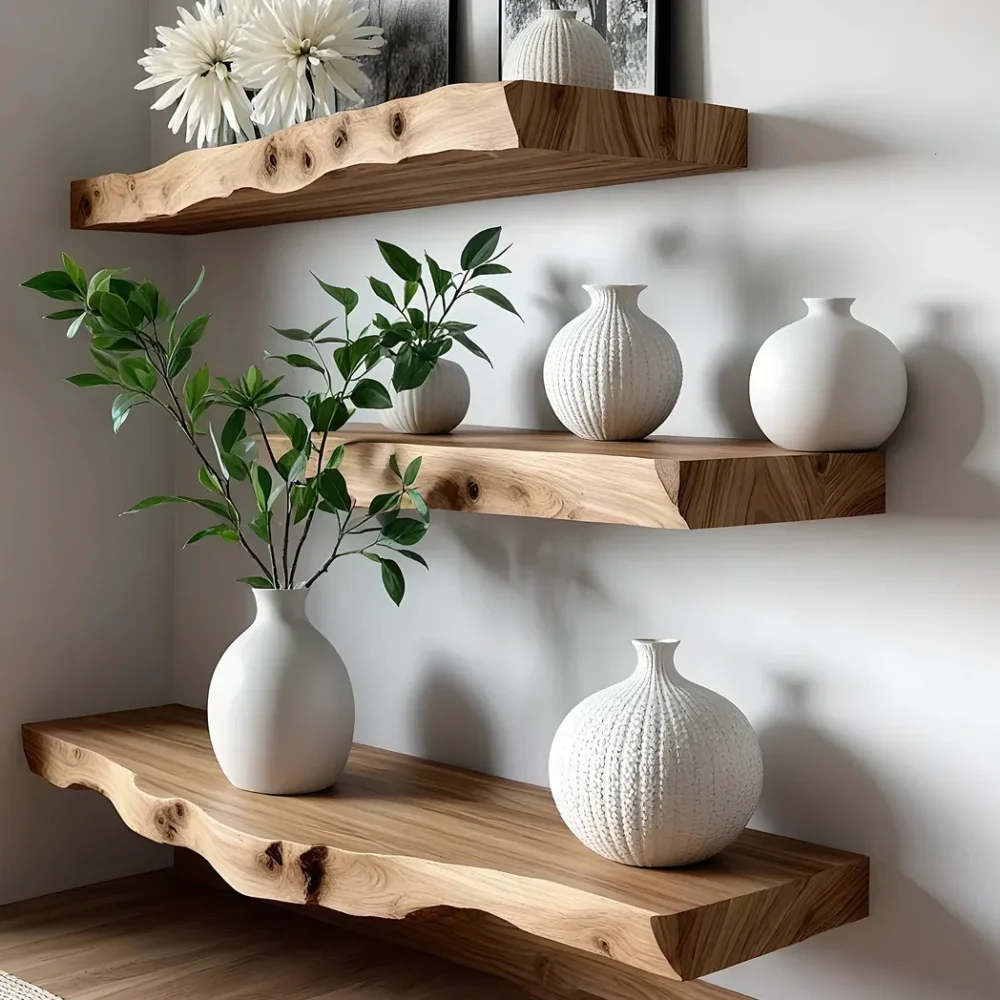 Rustic floating shelves living edge floating shelves wall floating shelves long floating shelves table shelves home decoration shelves - Image 2