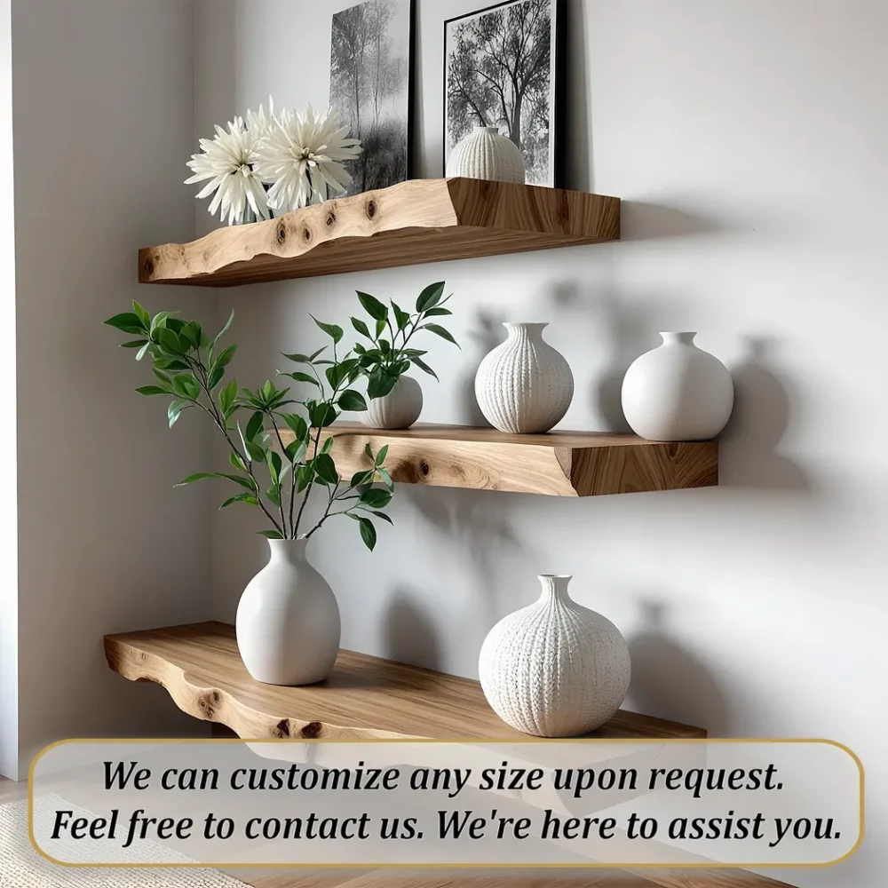 Rustic floating shelves living edge floating shelves wall floating shelves long floating shelves table shelves home decoration shelves - Image 4
