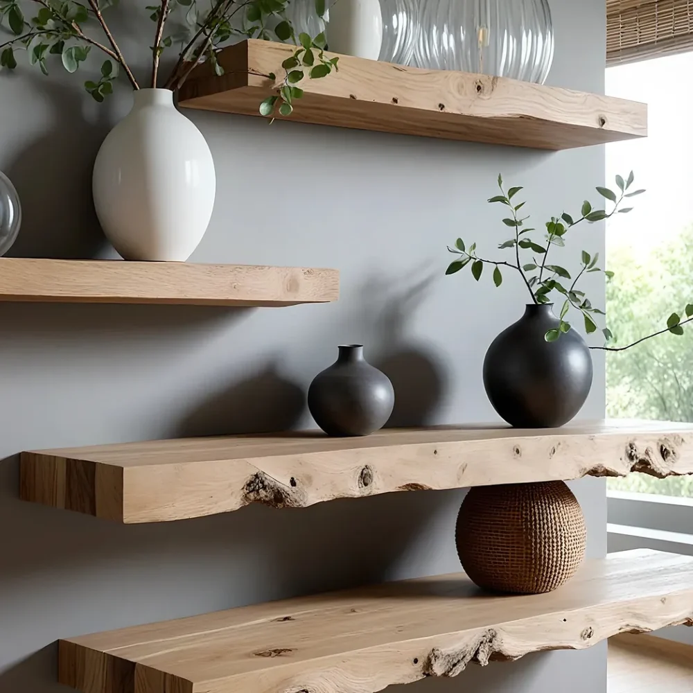 Rustic wooden shelves, home decoration shelves - Image 4