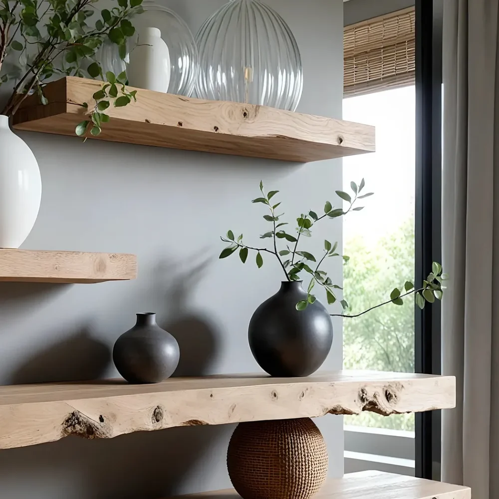 Rustic wooden shelves, home decoration shelves - Image 5