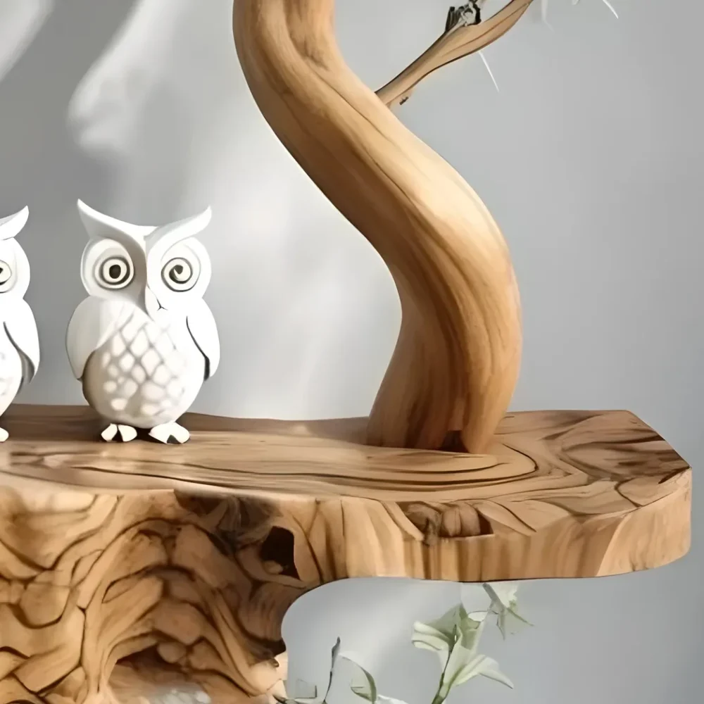 Solid wood rustic floating shelves, tree branch-shaped floating shelves - Image 3