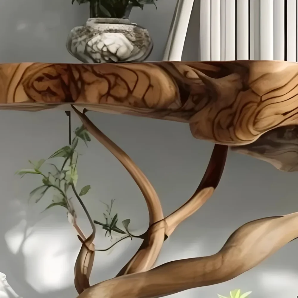 Solid wood rustic floating shelves, tree branch-shaped floating shelves - Image 5