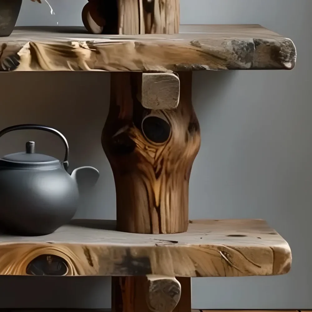 Solid wood shelf Mid century bookcase Free standing rustic bookstand Reclaimed shelving Antique furniture decoration - Image 5