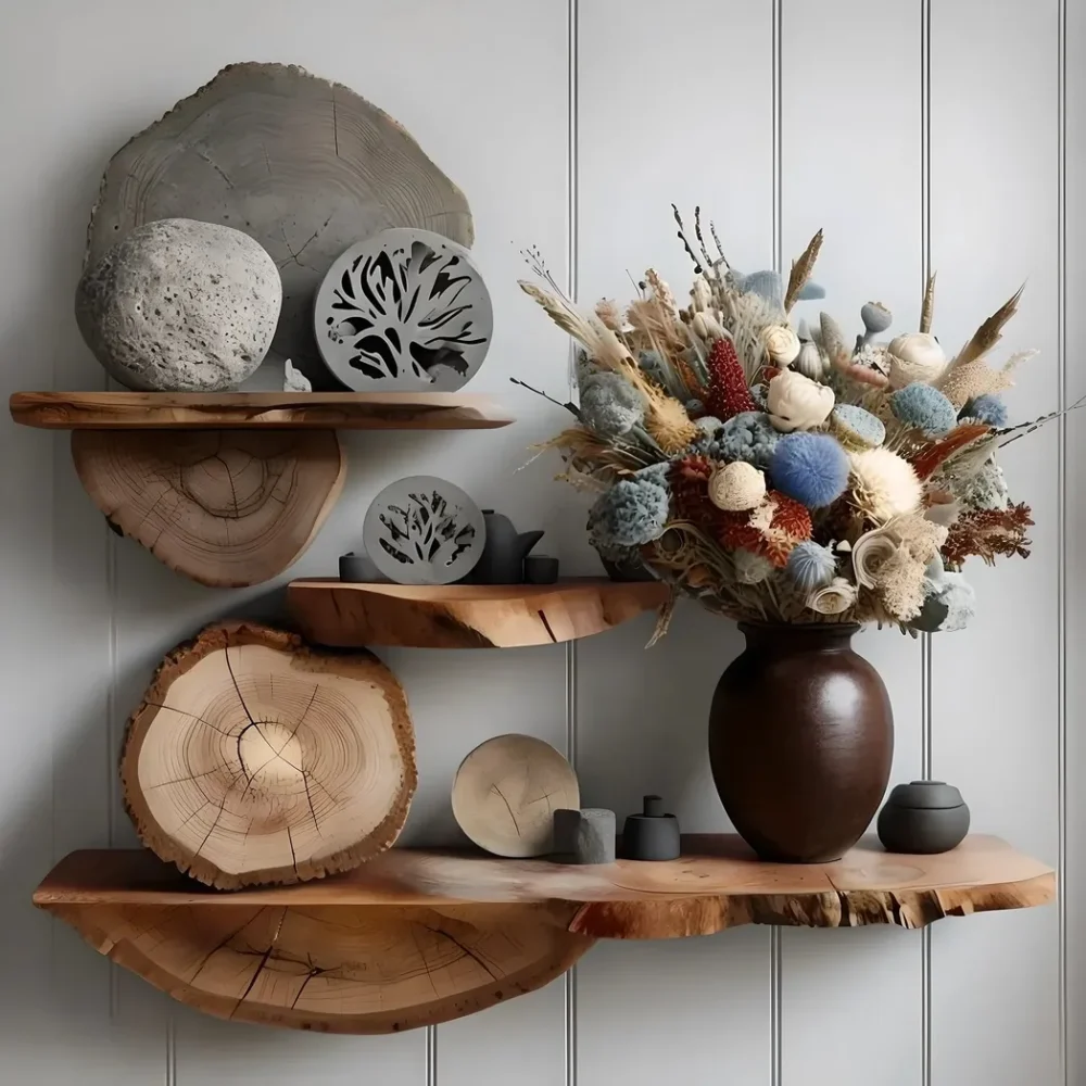 Solid wood wall shelf
