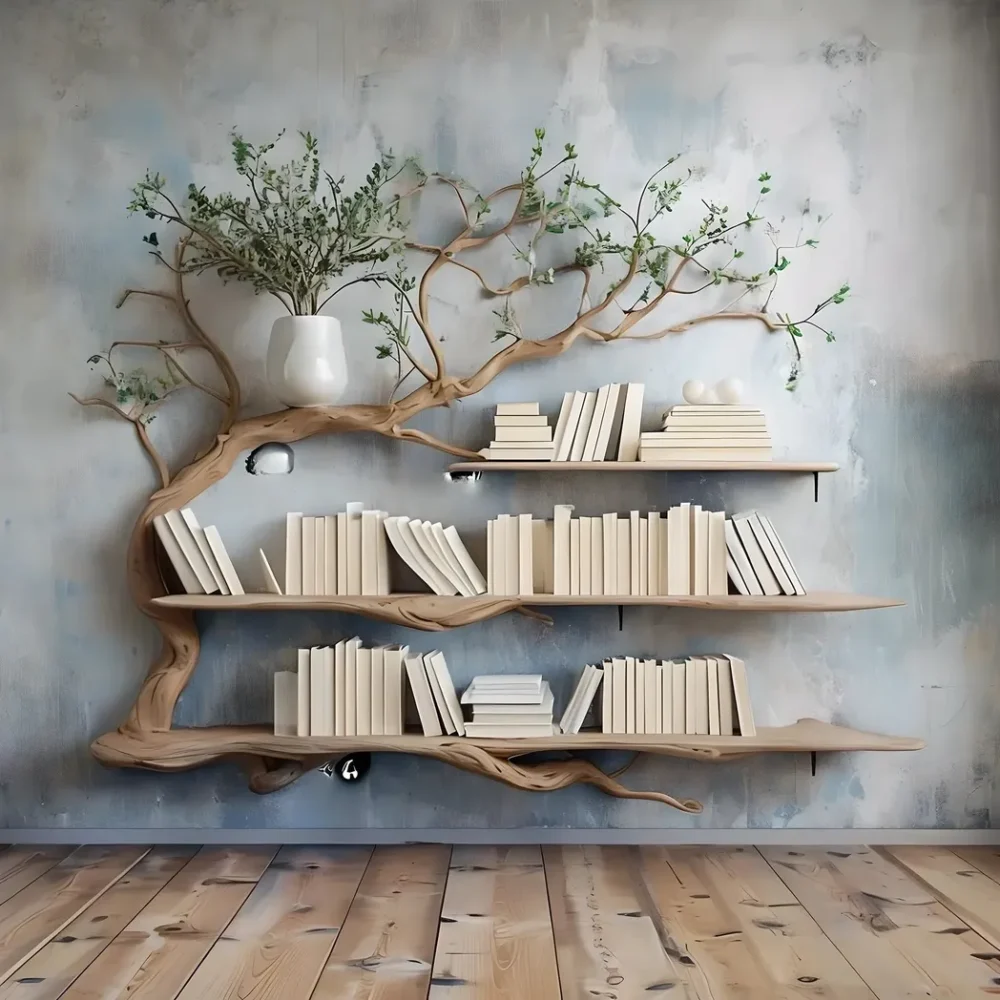 Wall mounted bookshelf for home decoration