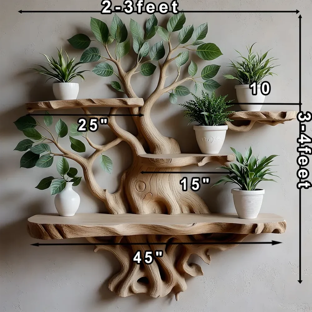 Wall shelf decorated with ancient tree shape - Image 2