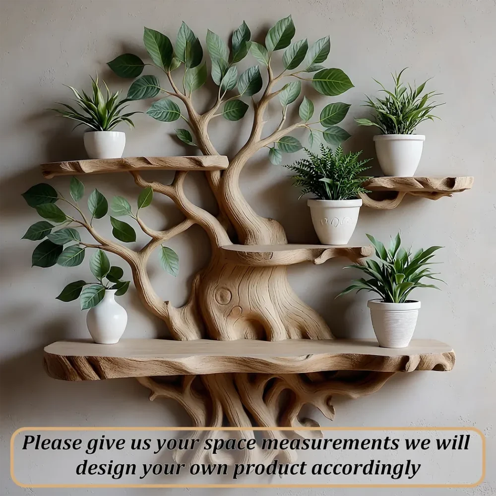 Wall shelf decorated with ancient tree shape - Image 3