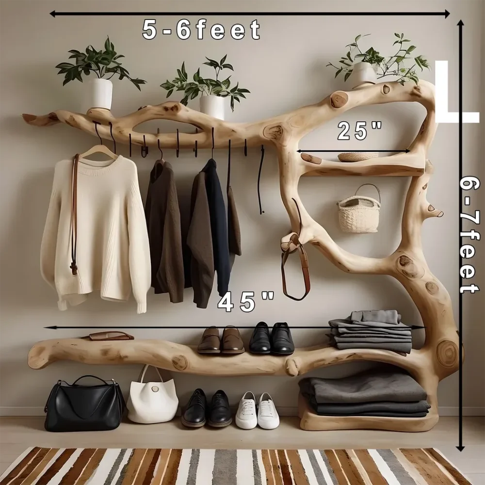 Clothes and shoe rack made of solid wood - Image 5