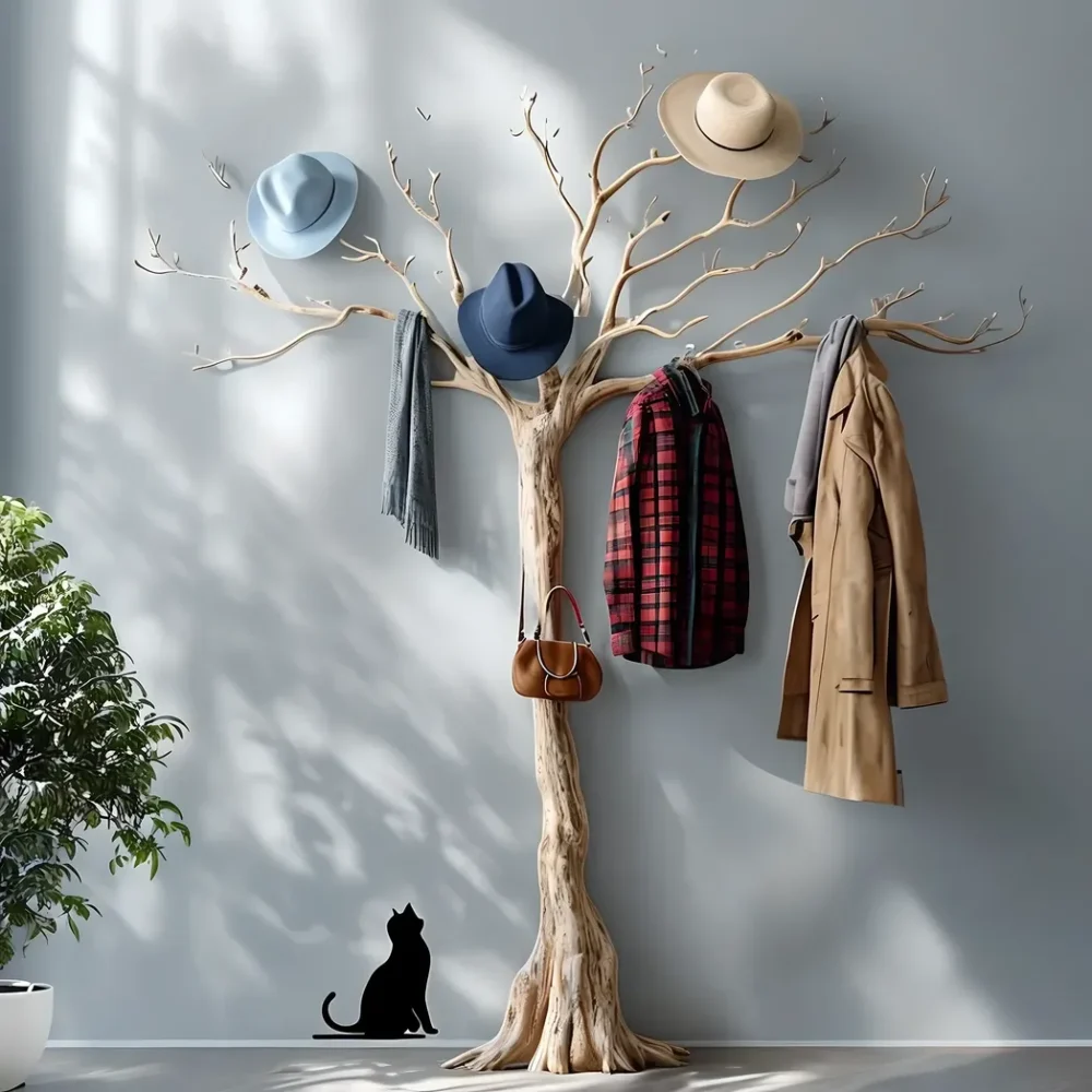 Hanging tree made of solid wood, decorative tree