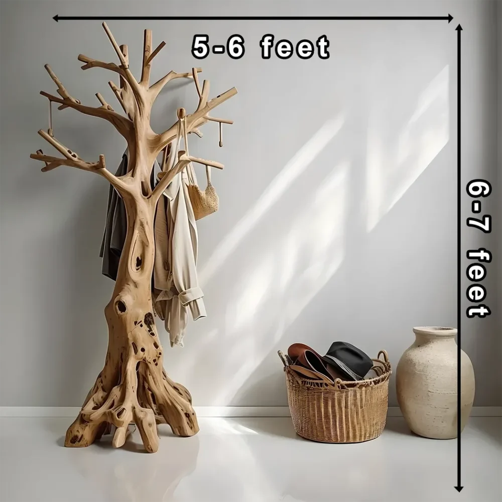 Tree-shaped coat hanger made of solid wood - Image 2