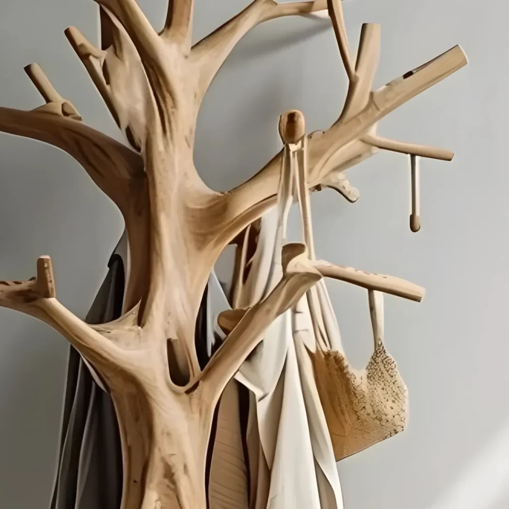 Tree-shaped coat hanger made of solid wood - Image 5