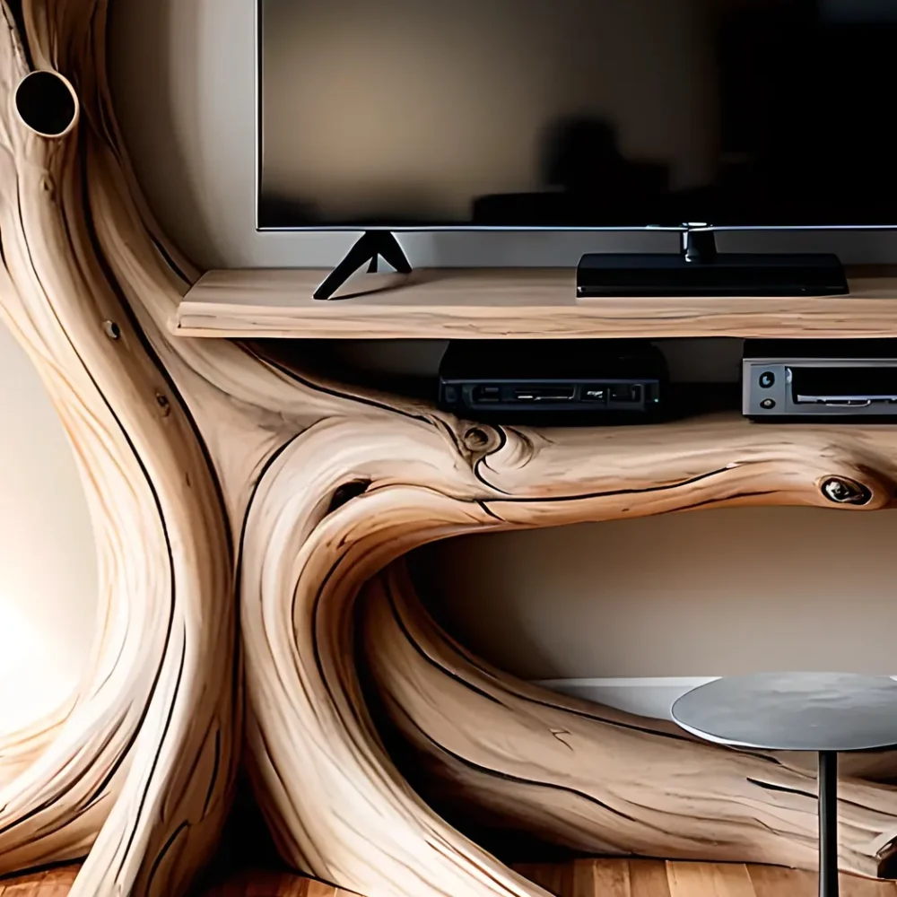 TV table with tree shaped shelf, sturdy TV shelf - Image 5