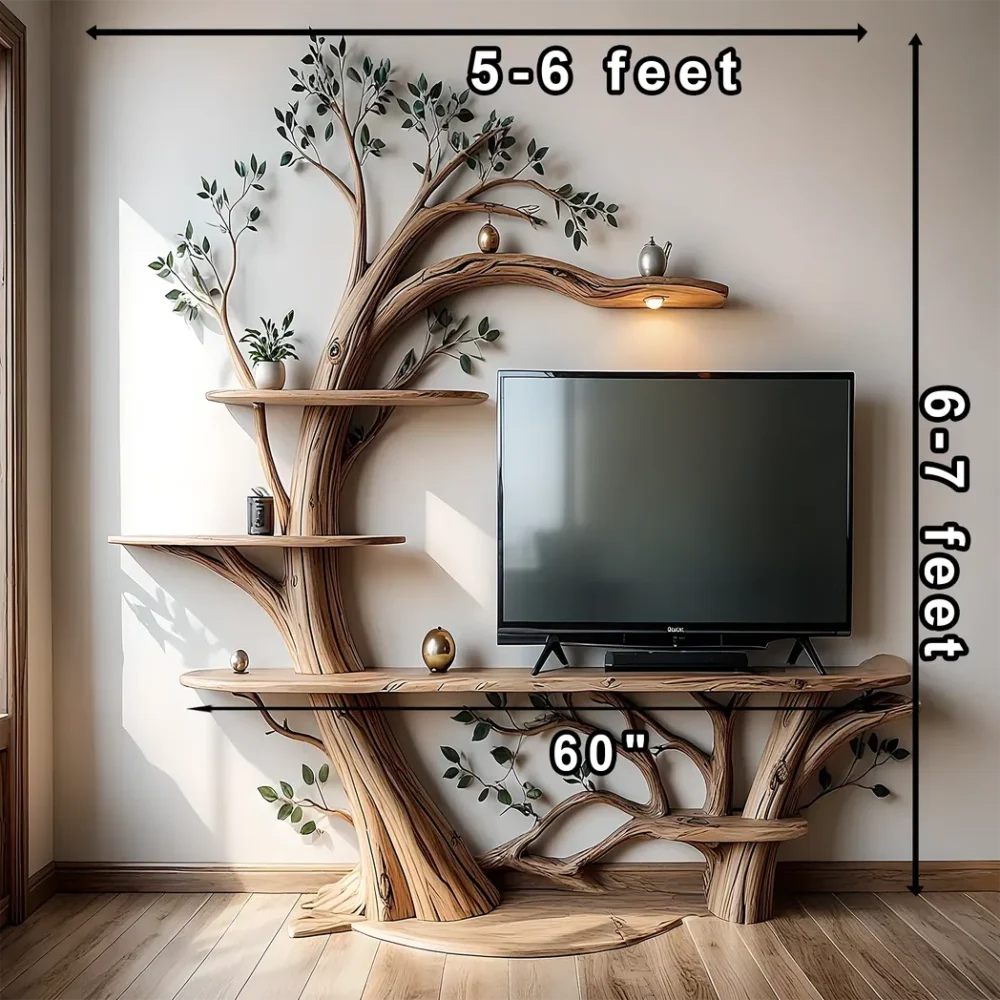 tree shaped TV table, solid wood shelf, - Image 2