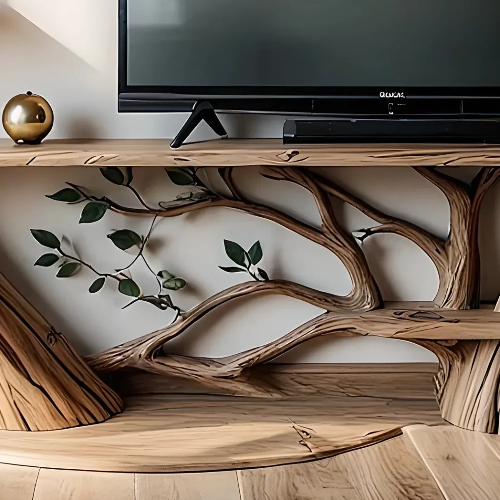 tree shaped TV table, solid wood shelf, - Image 5