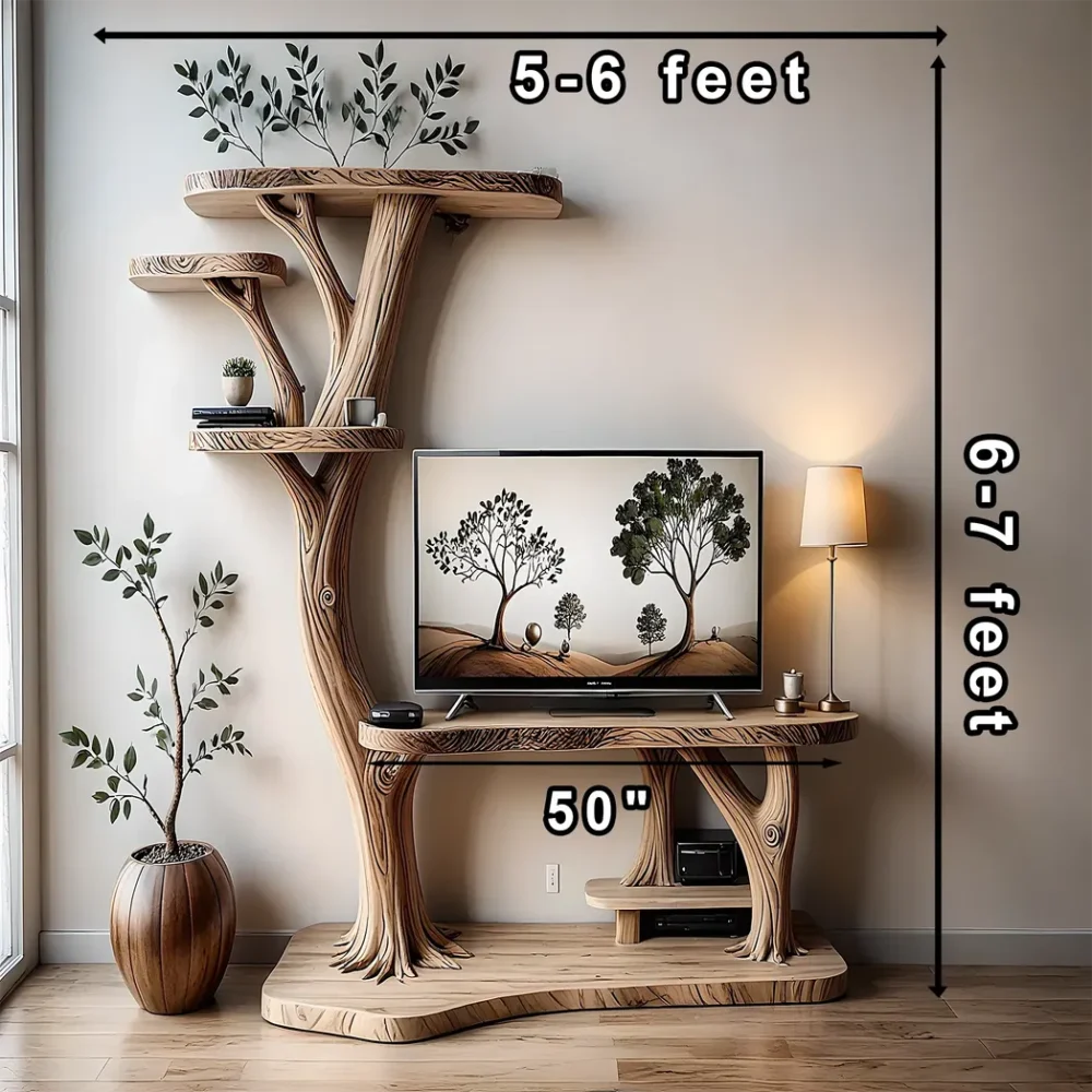 Solid wood tree shaped TV cabinet - Image 2