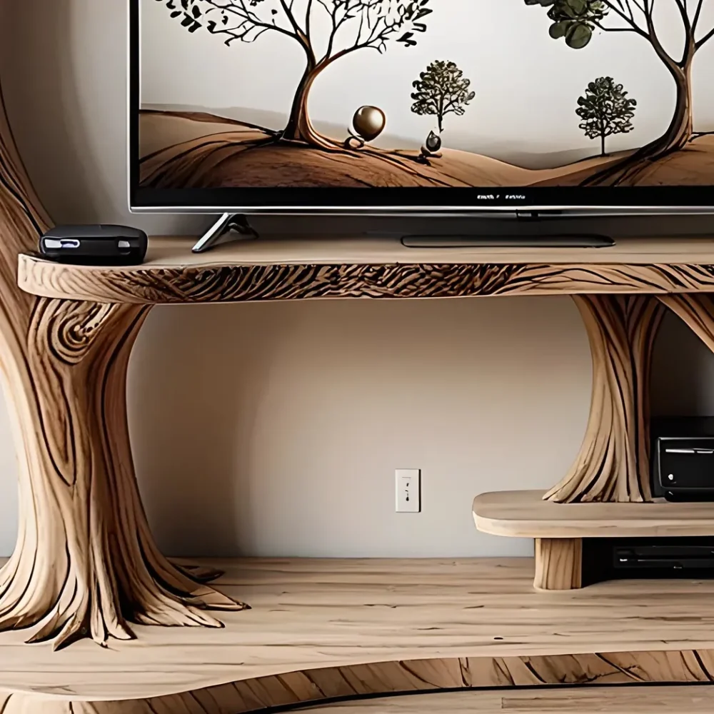 Solid wood tree shaped TV cabinet - Image 3