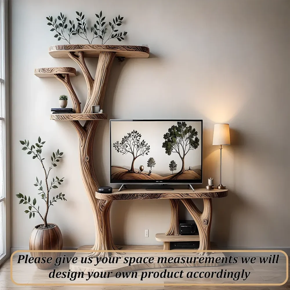 Solid wood tree shaped TV cabinet - Image 4