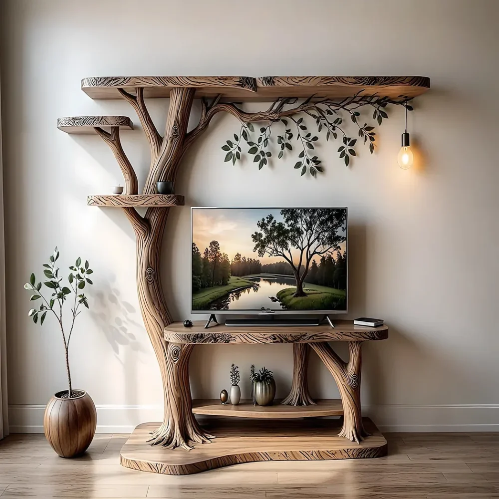 Classic style TV shelf, tree shaped TV shelf, living room decoration shelf