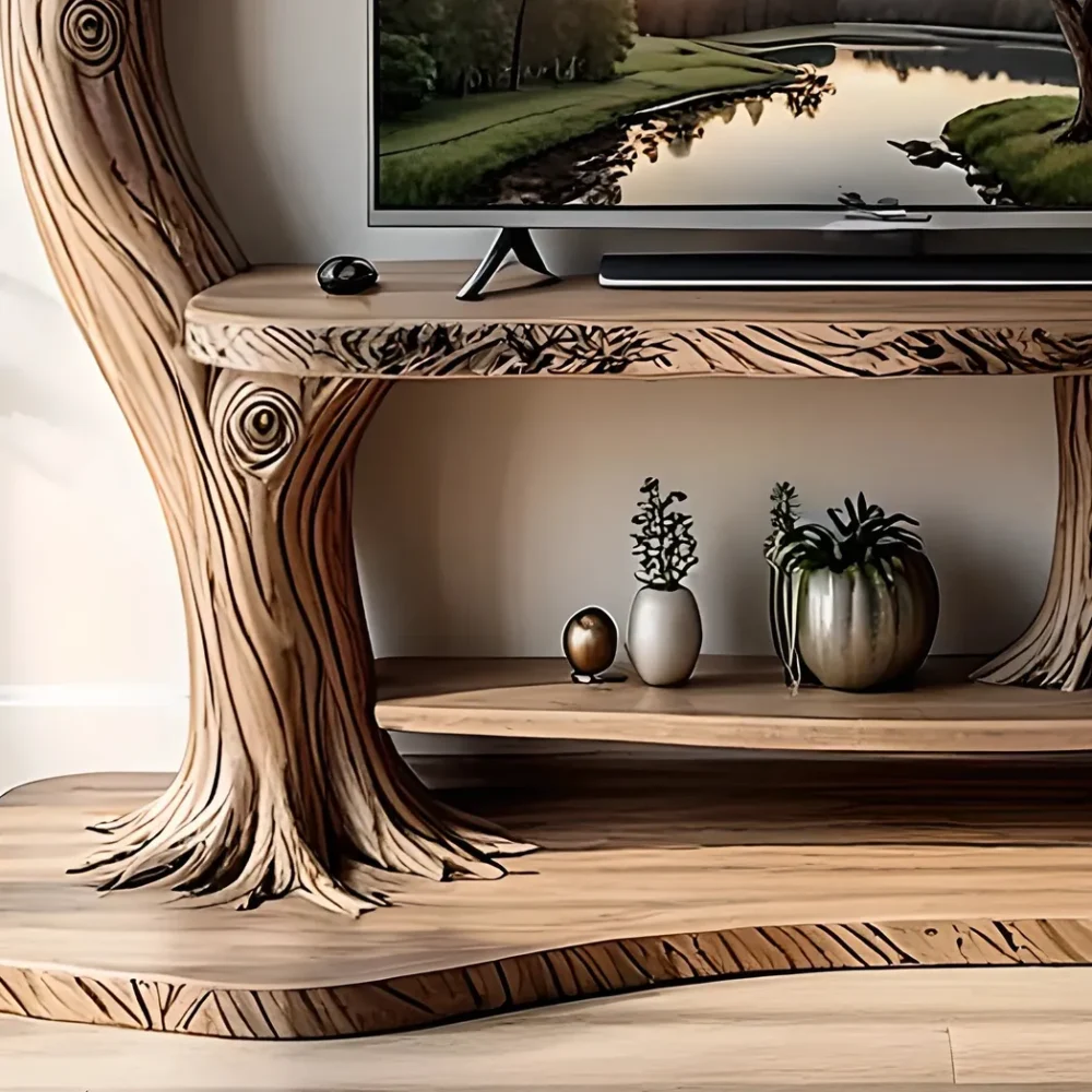 Classic style TV shelf, tree shaped TV shelf, living room decoration shelf - Image 3