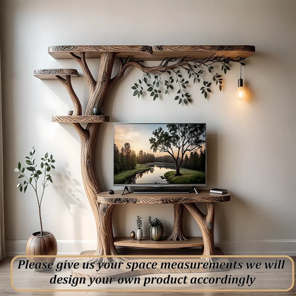 Classic style TV shelf, tree shaped TV shelf, living room decoration shelf - Image 4