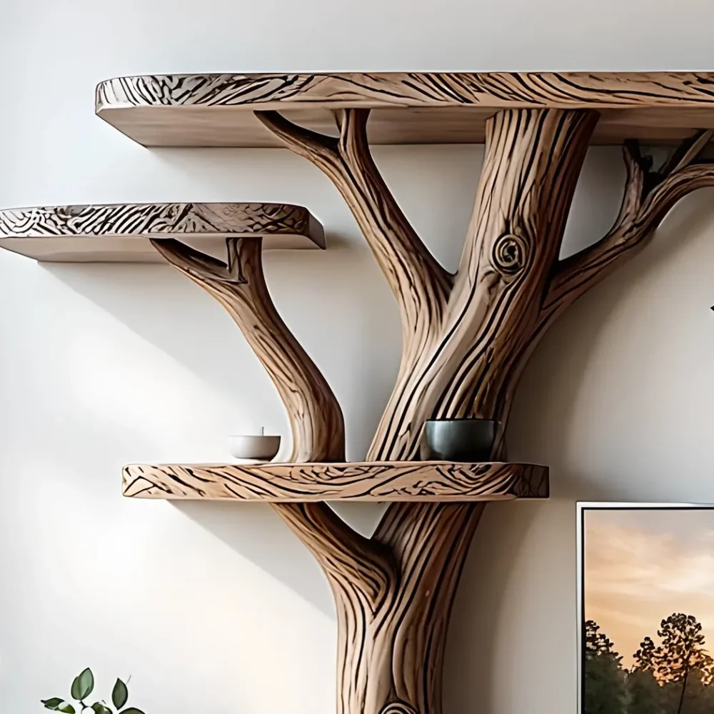 Classic style TV shelf, tree shaped TV shelf, living room decoration shelf - Image 5