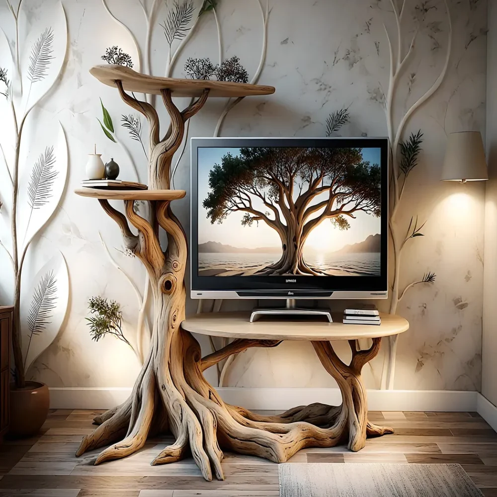 100% handmade tree shaped TV cabinet