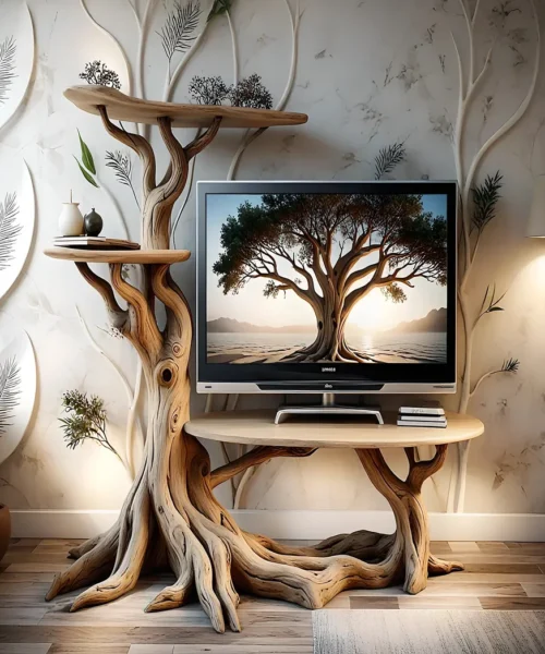 100% handmade tree shaped TV cabinet