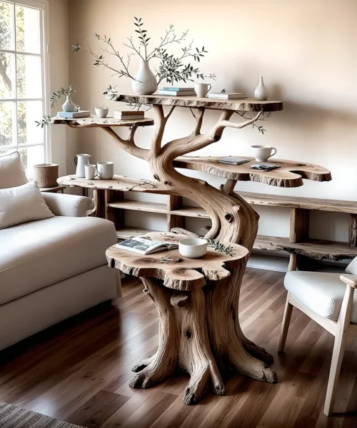100% handmade wooden tea table