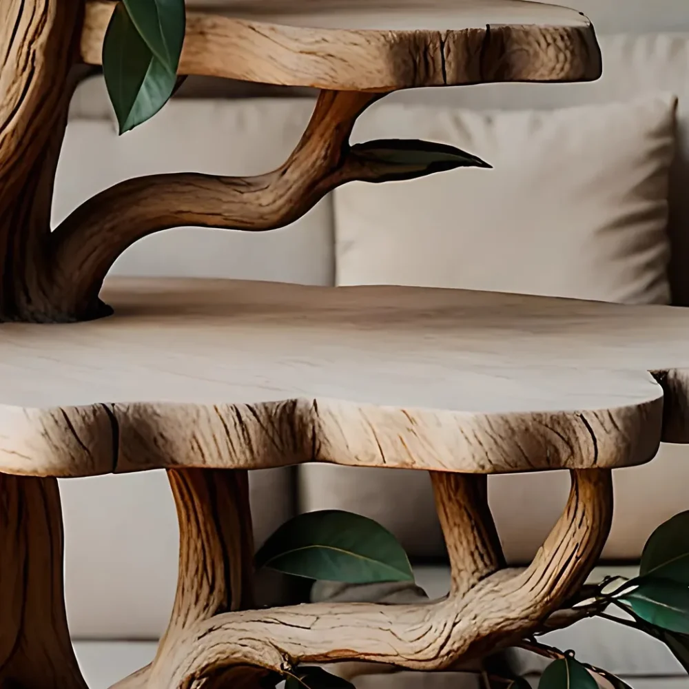 coffee table, tree-shaped solid wood table - Image 5