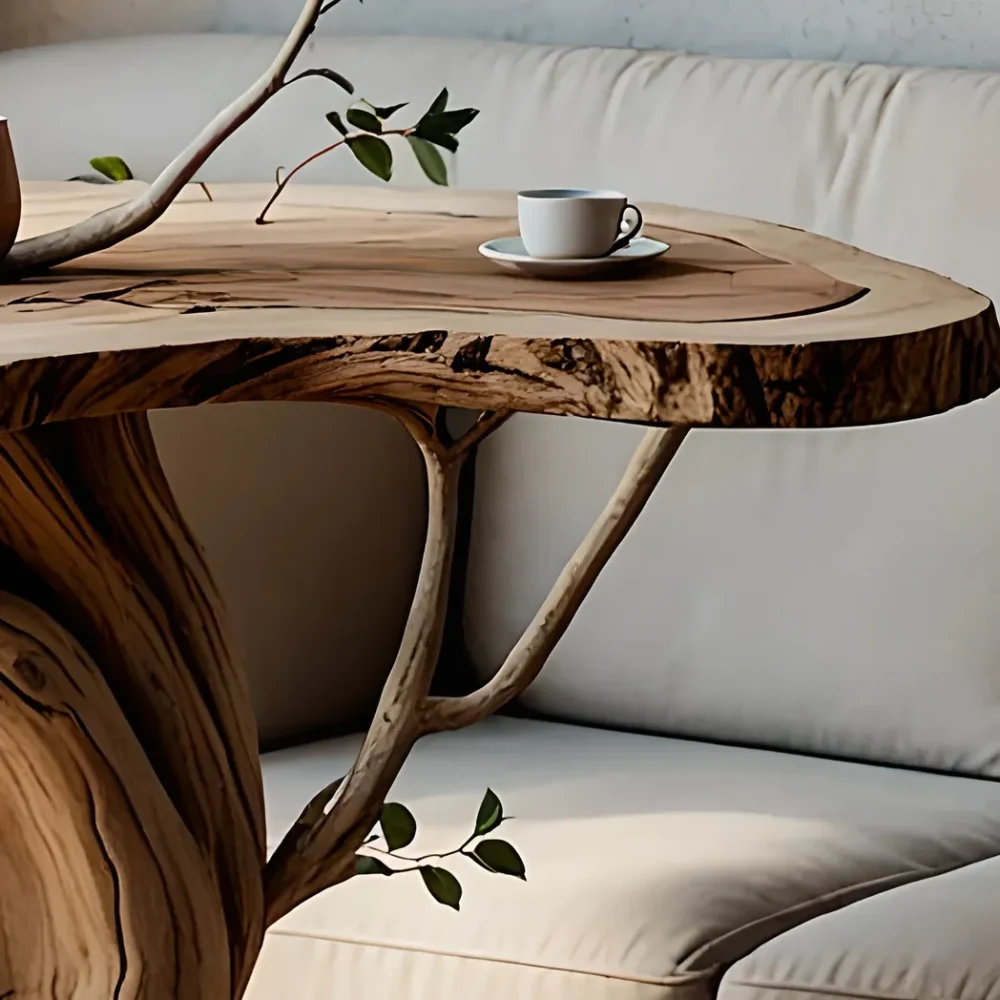 Driftwood tea table, decorative tree-shaped tea table - Image 5