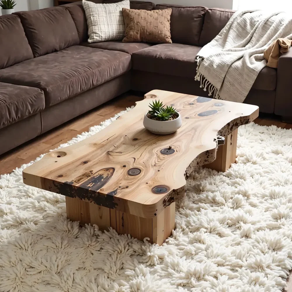 Handmade coffee table, rustic natural wood coffee table, live edge farm table, living room table, living room d?cor
