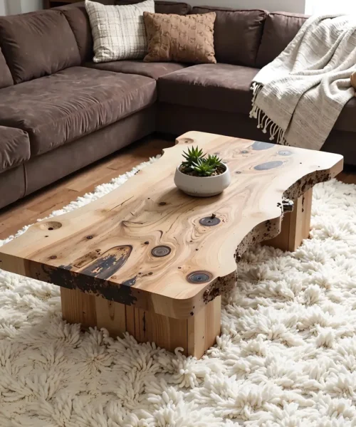 Handmade coffee table, rustic natural wood coffee table, live edge farm table, living room table, living room d?cor