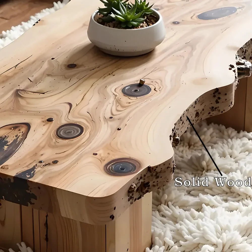 Handmade coffee table, rustic natural wood coffee table, live edge farm table, living room table, living room d?cor - Image 3