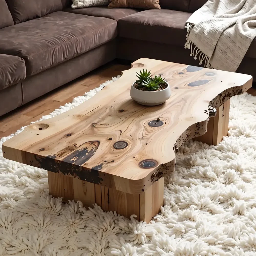 Handmade coffee table, rustic natural wood coffee table, live edge farm table, living room table, living room d?cor - Image 4