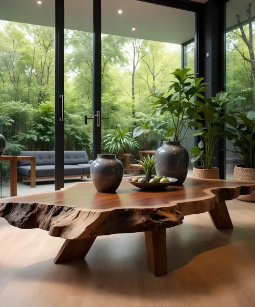 Modern Coffee Table, Coffee Table, Rustic Natural Wood Coffee Table for Living Room Decoration