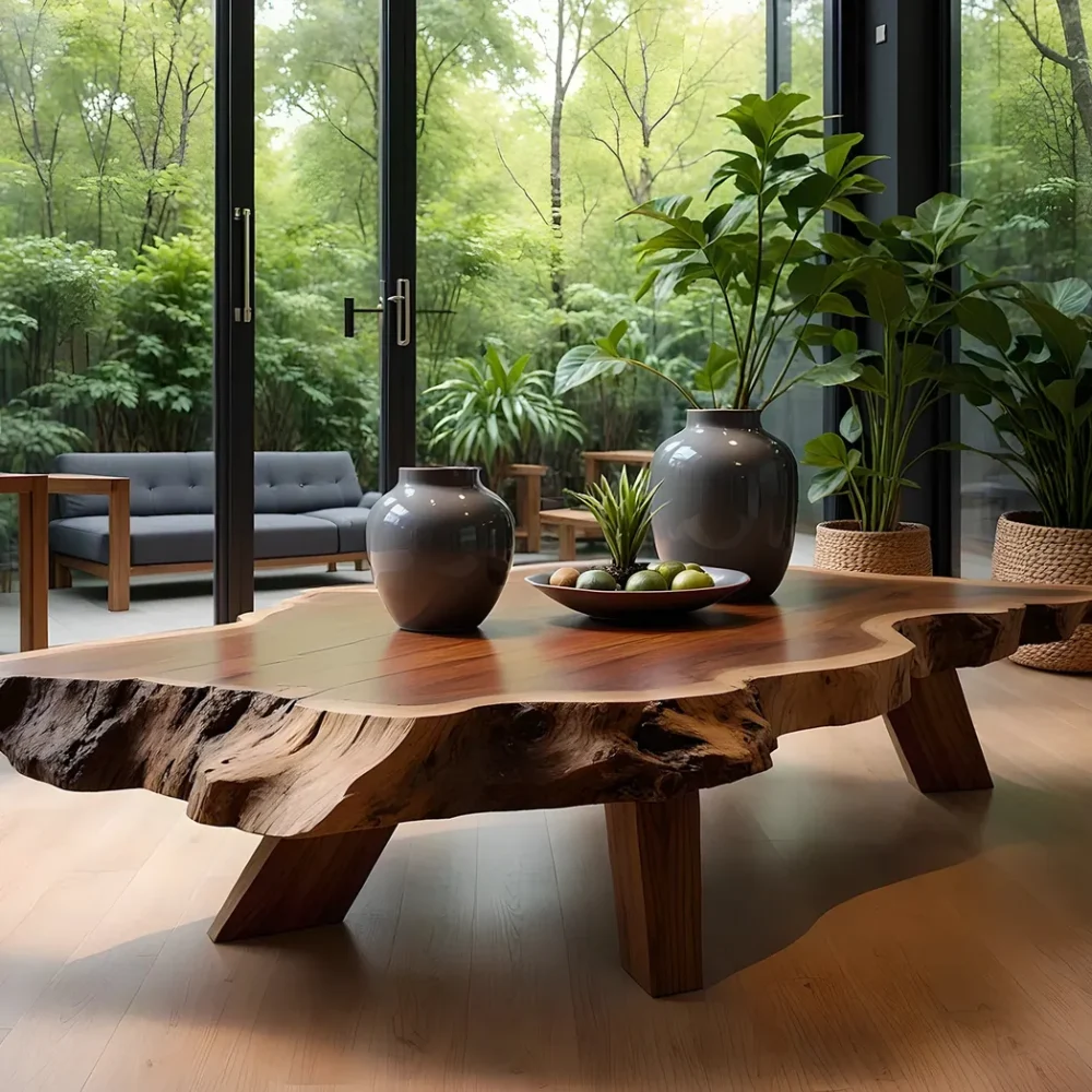 Modern Coffee Table, Coffee Table, Rustic Natural Wood Coffee Table for Living Room Decoration - Image 2