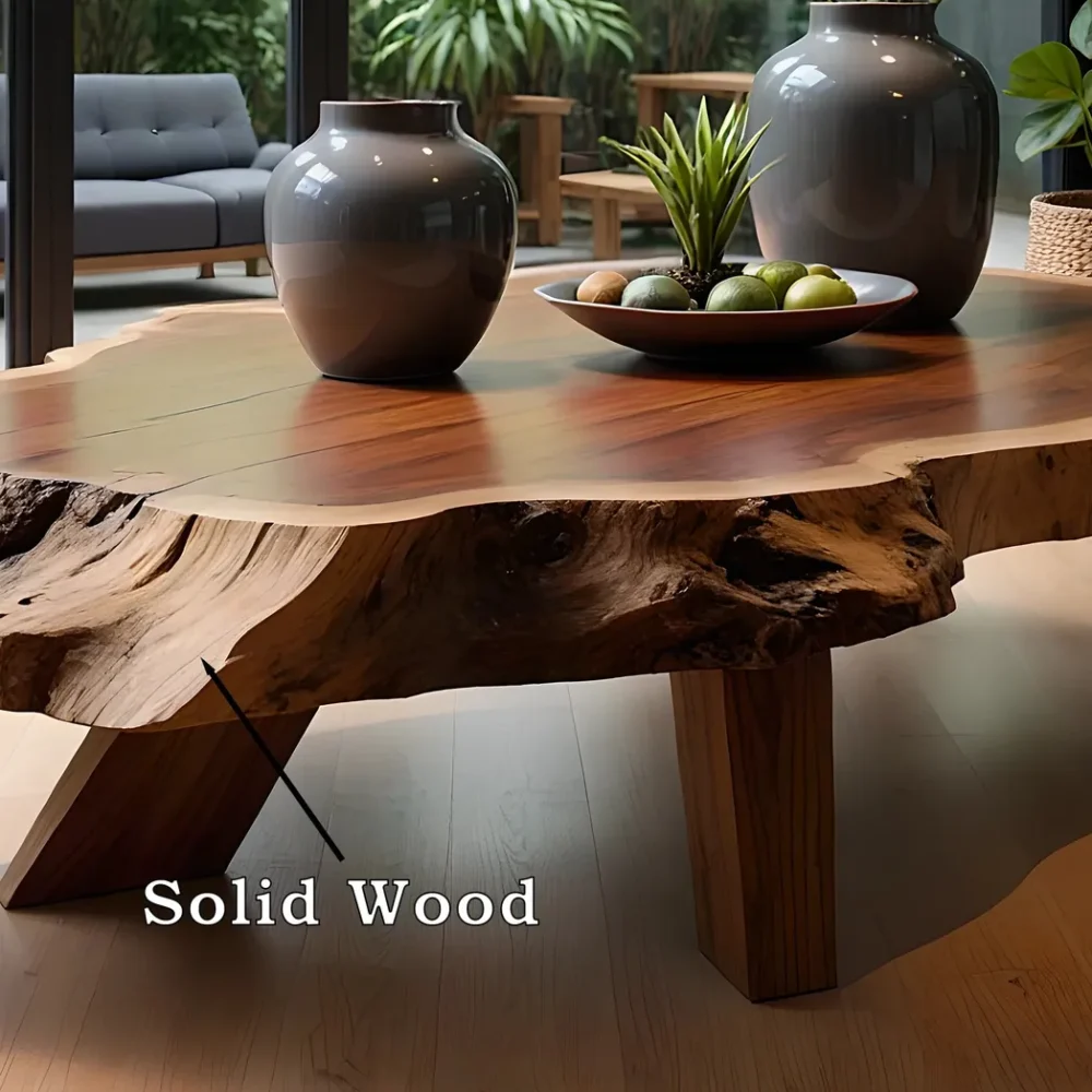 Modern Coffee Table, Coffee Table, Rustic Natural Wood Coffee Table for Living Room Decoration - Image 3