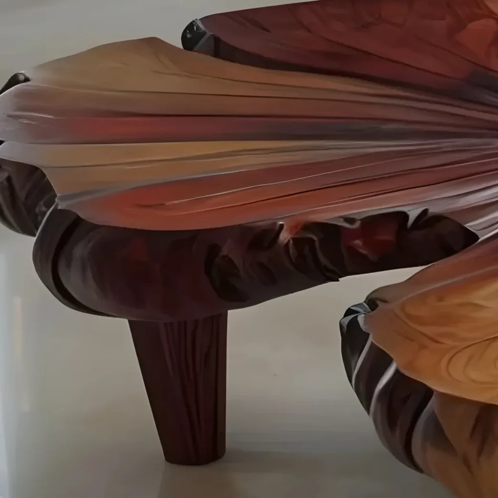 Modern leaf tea table, hand-carved wooden table - Image 3