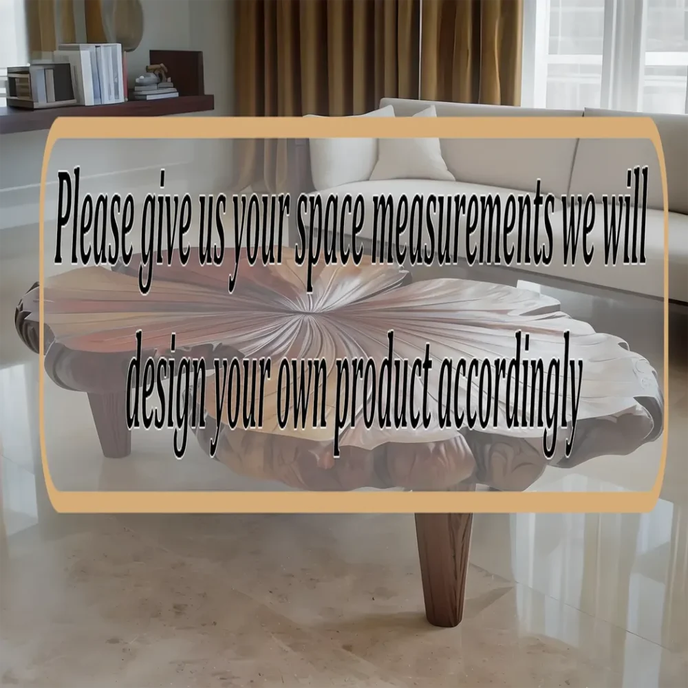 Modern leaf tea table, hand-carved wooden table - Image 4