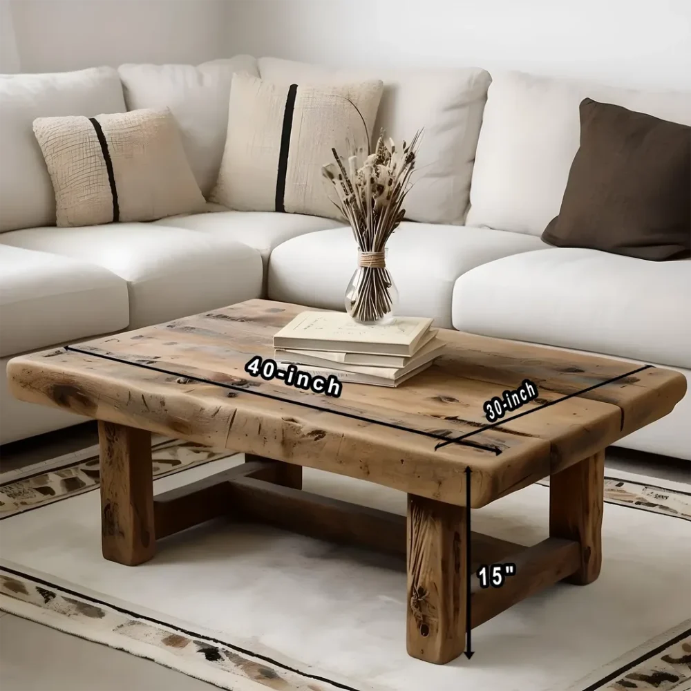 Recycled wood living room table Handmade coffee table Modern driftwood coffee table - Image 2