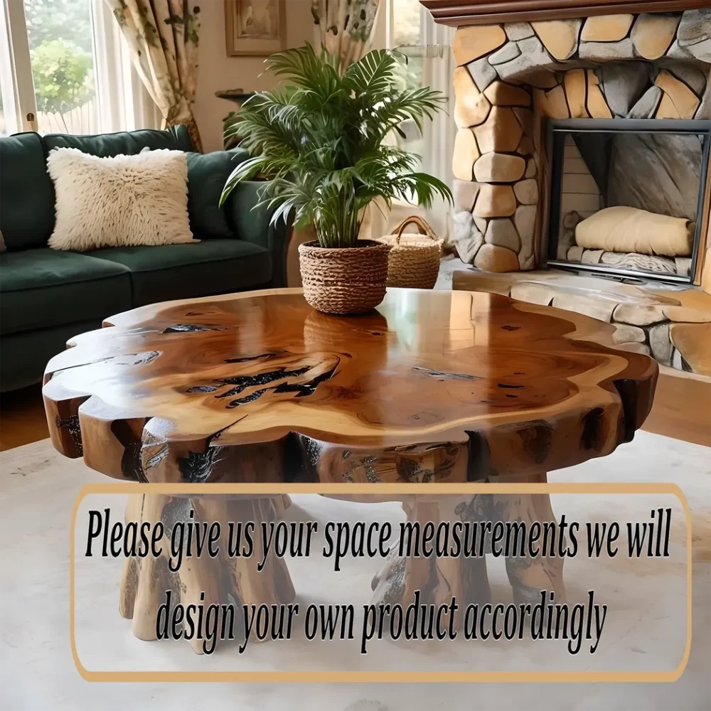 round coffee table, modern coffee table, driftwood table - Image 2